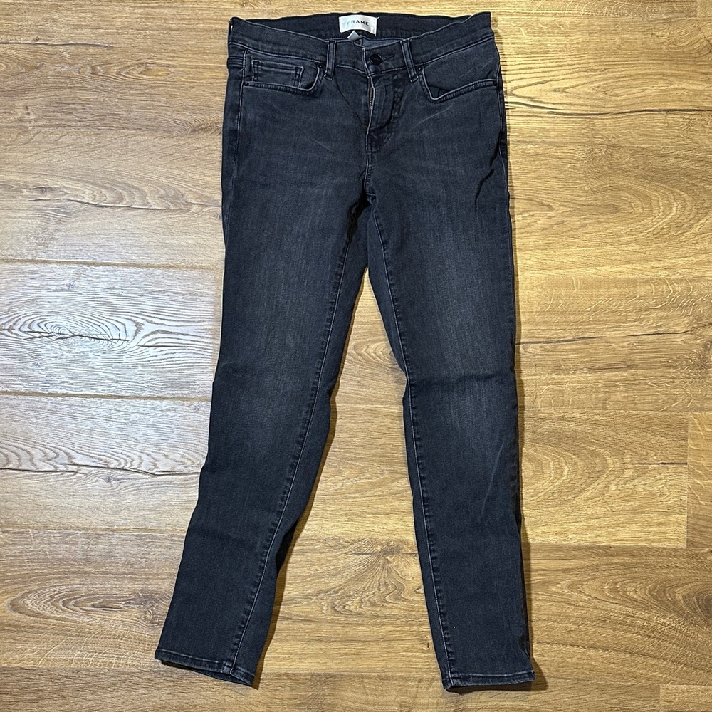 Frame La Garçon Faded Black Wash Skinny Jeans Size 26, Regular (29” inseam)